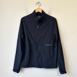 YOUNGLA Lightweight Zip Up Jacket Black Stretch Gym Athletic Performance